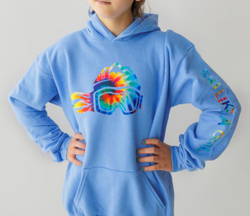 Ski Like A Girl Girls Hoodie Carolina Blue Tie-Dye
