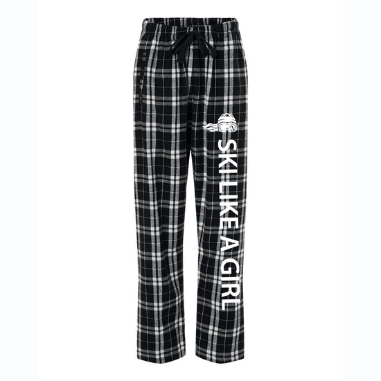 Ski Like A Girl Women's Flannel Pajama Pants Black White
