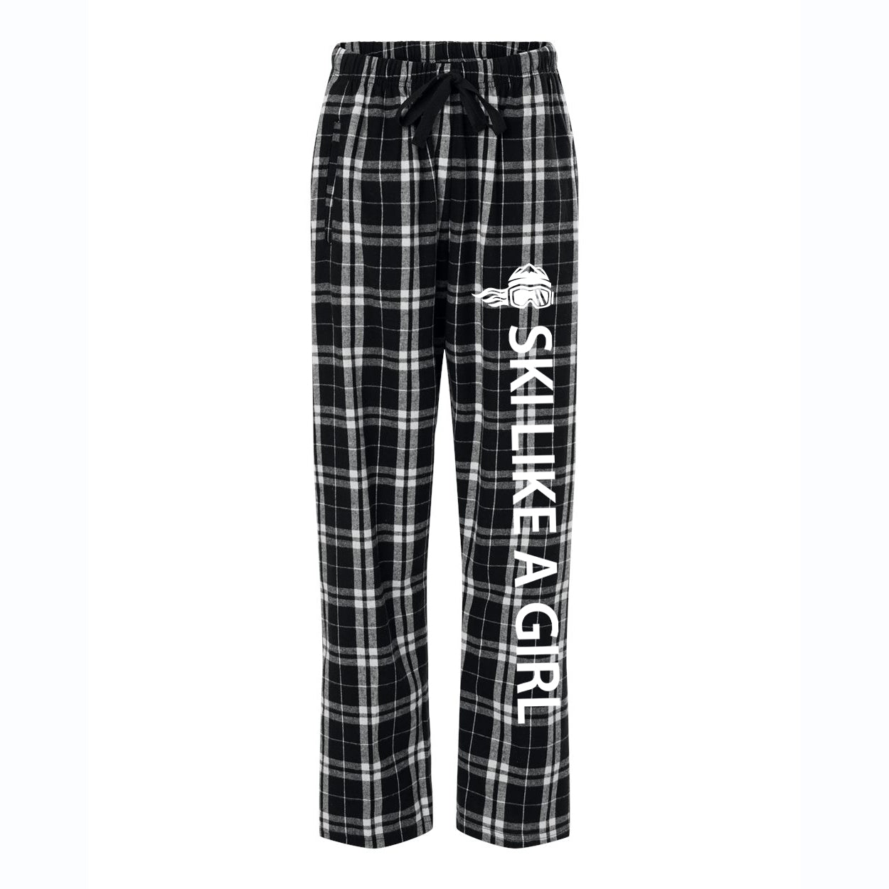 Ski Like A Girl Women's Flannel Pajama Pants Black White
