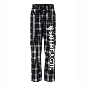 Ski Like A Girl Women's Flannel Pajama Pants Black White