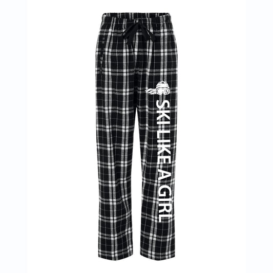 Ski Like A Girl Women's Flannel Pajama Pants Black White