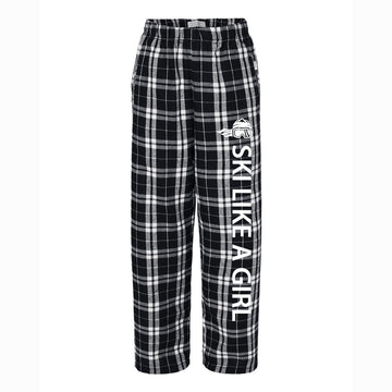 Ski Like A Girl Girl's Flannel Pajama Pants Black White