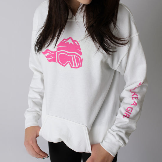 Ski Like A Girl Womens Hoodie Pink Logo