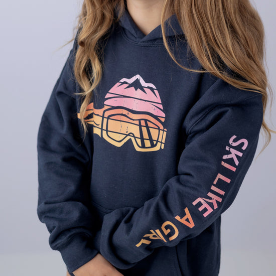 Ski Like A Girl Girls Hoodie Retro Sunset (Overstock) image 0