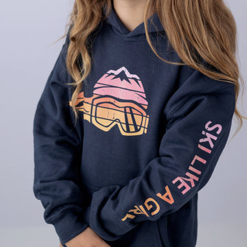 Ski Like A Girl Girls Hoodie Retro Sunset (Overstock) image 0