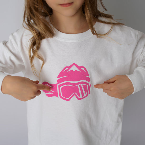 Ski Like A Girl Girls Long Sleeve T-Shirt Pink Logo