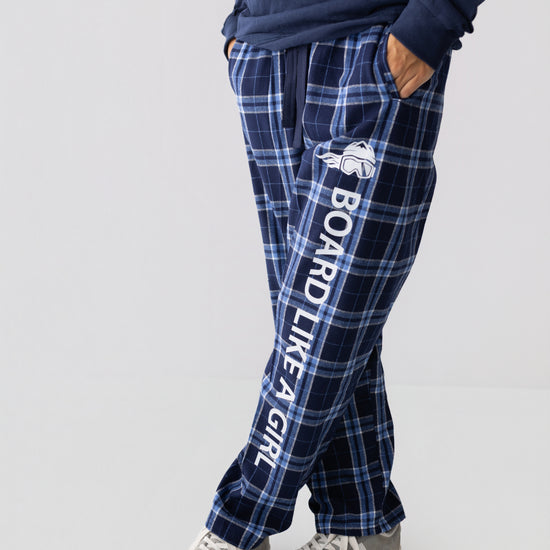 Board Like A Girl Women's Flannel Pajama Pants Navy Plaid