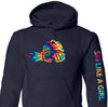 Ski Like A Girl Girls Hoodie Navy Blue Tie-Dye (Overstock) image 1
