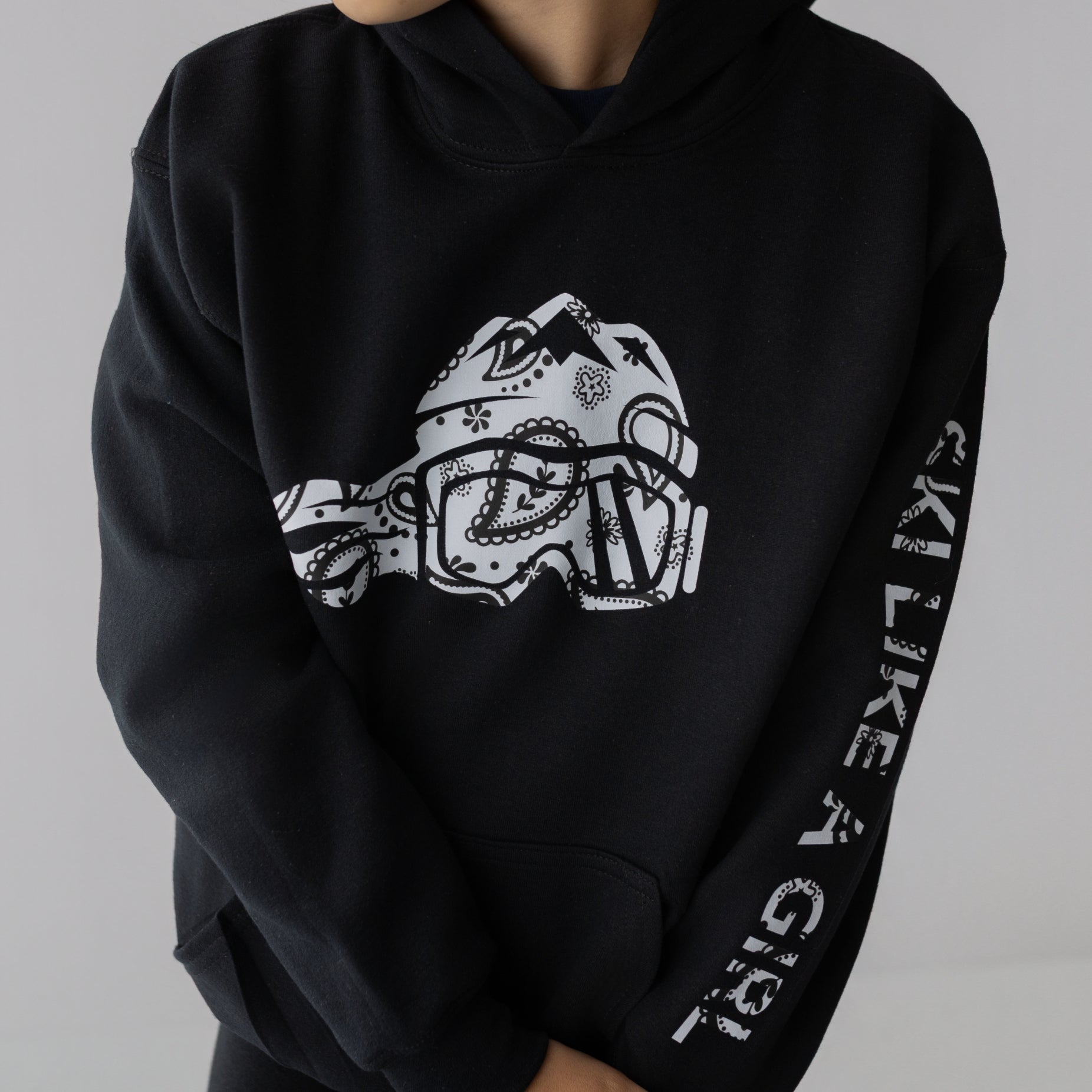 Ski Like A Girl Girls Hoodie Black Paisley
