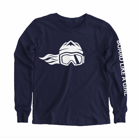 Board Like A Girl Girls Long Sleeve T-Shirt Navy Blue 