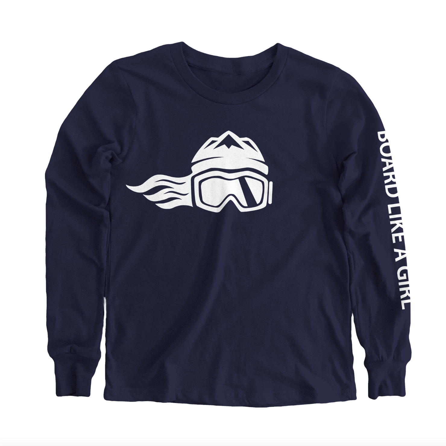 Board Like A Girl Girls Long Sleeve T-Shirt Navy Blue 