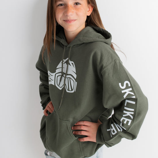 Ski Like A Girl Womens Hoodie Military Green (Overstock) image 0