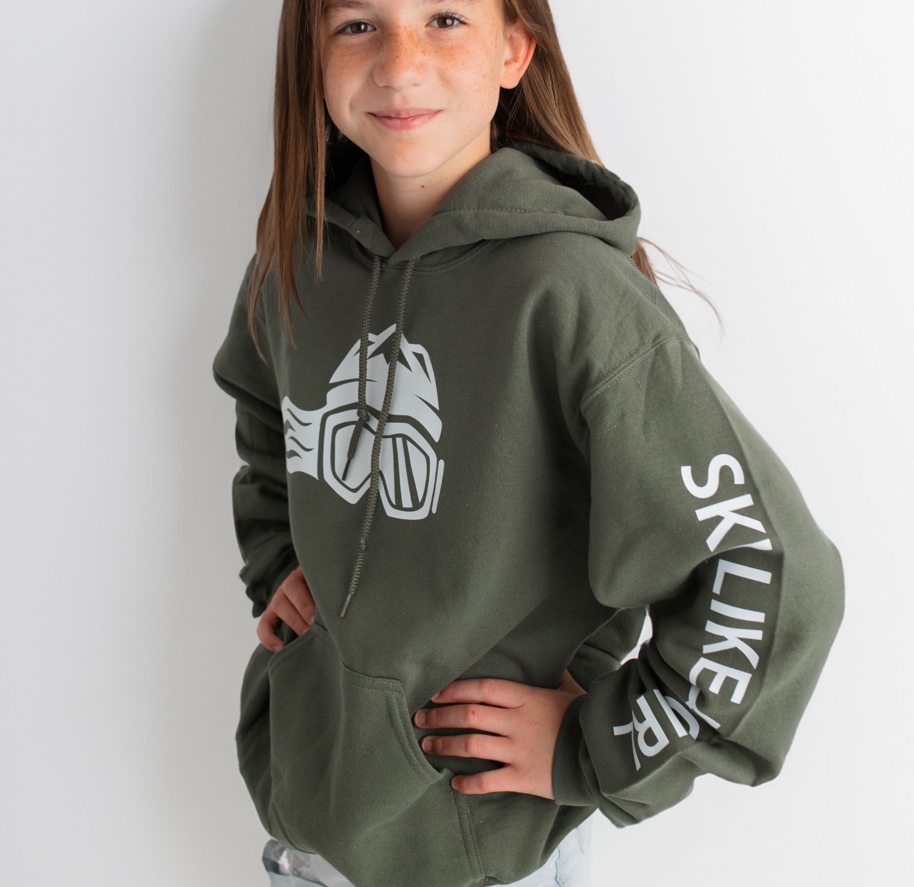 Ski Like A Girl Womens Hoodie Military Green (Overstock) image 0