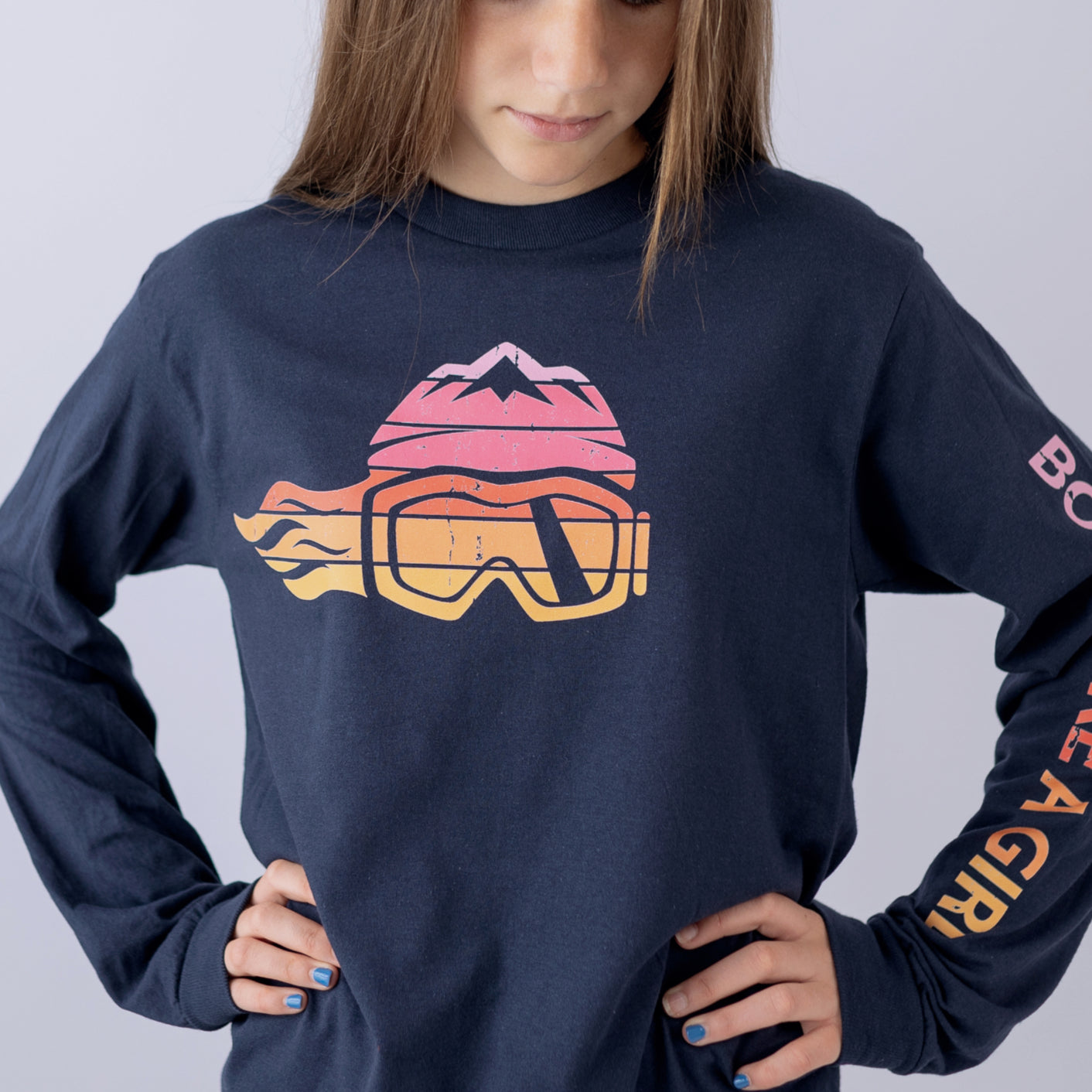 Board Like A Girl Womens Long Sleeve T-Shirt Retro Sunset 