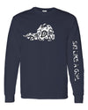 Ski Like A Girl Womens Long Sleeve T-Shirt Navy Blue Paisley
