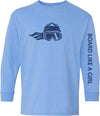 Board Like A Girl Womens Long Sleeve T-Shirt Carolina Blue Navy 
