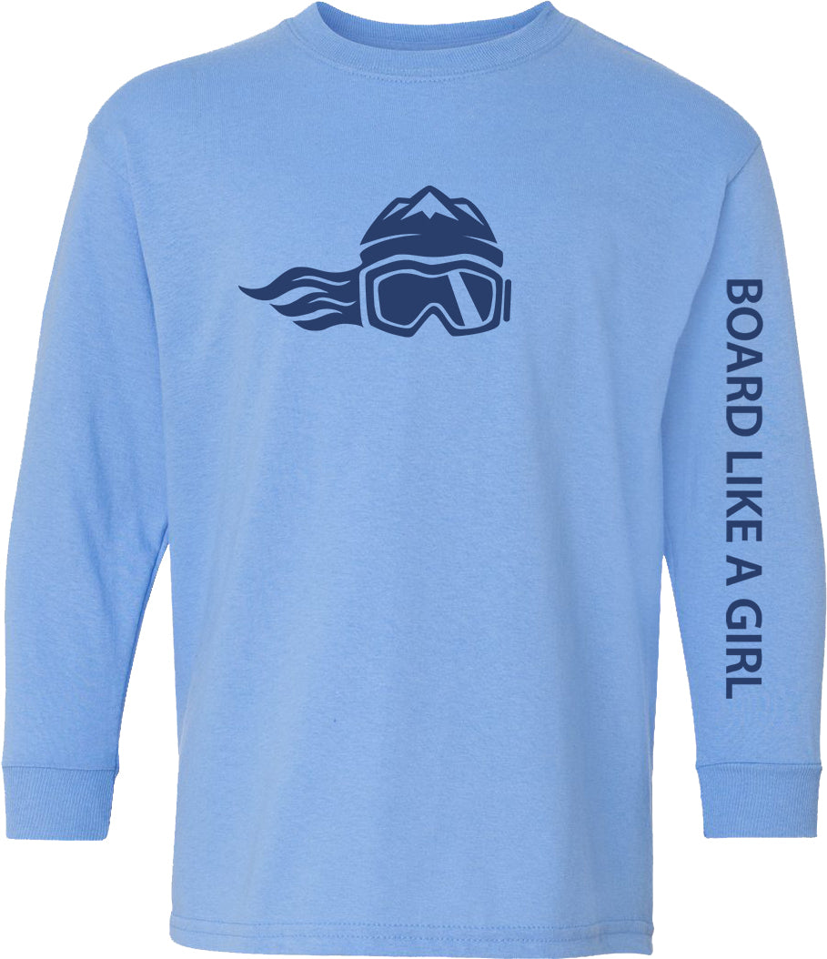 Board Like A Girl Womens Long Sleeve T-Shirt Carolina Blue Navy 