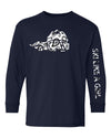 Ski Like A Girl Girls Long Sleeve T-Shirt Navy Blue Paisley