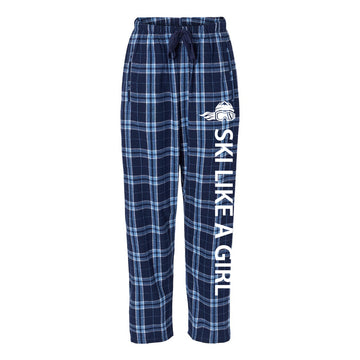 Ski Like A Girl Women's Flannel Pajama Pants Navy Plaid