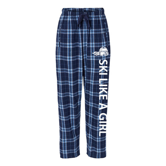 Ski Like A Girl Women's Flannel Pajama Pants Navy Plaid