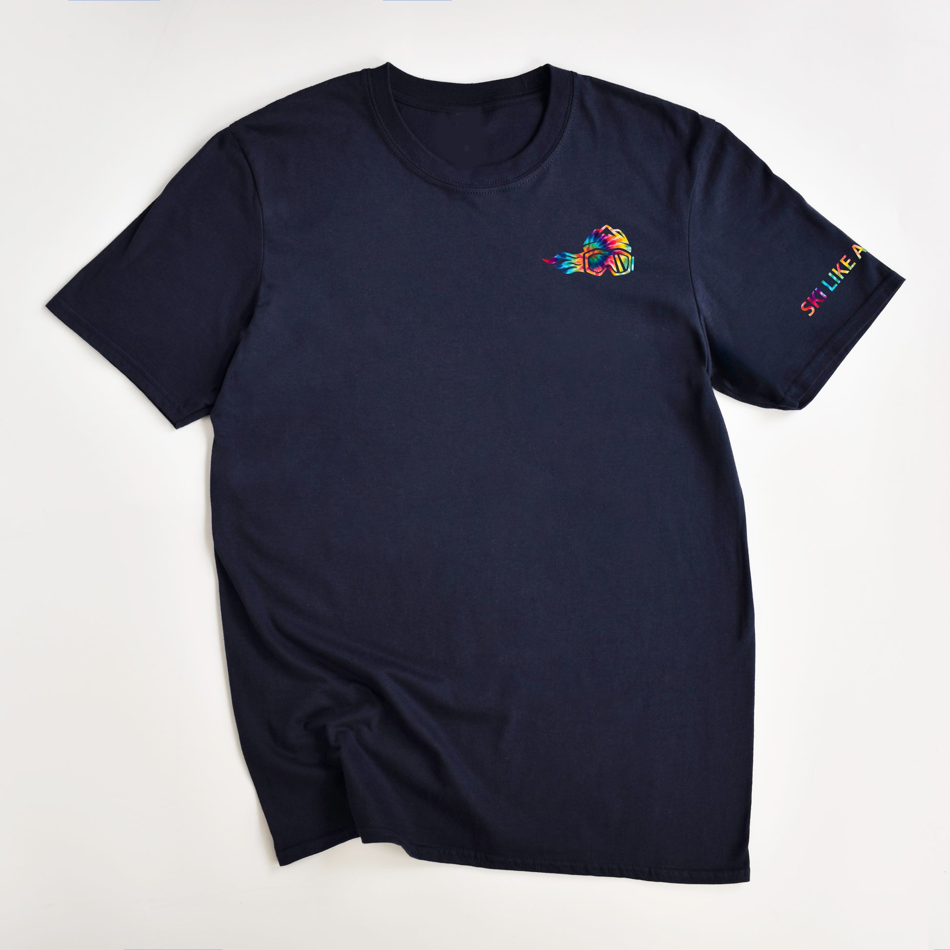 Ski Like A Girl Womens Classic Short Sleeve T-Shirt Navy Blue Tie-Dye