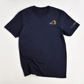 Ski Like A Girl Womens Classic Short Sleeve T-Shirt Navy Blue Tie-Dye