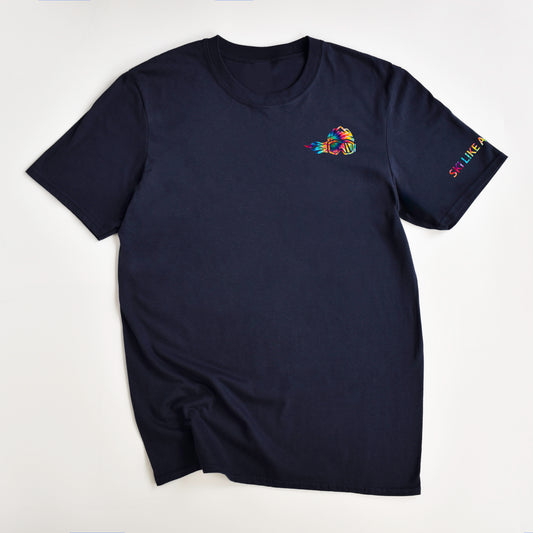 Ski Like A Girl Womens Classic Short Sleeve T-Shirt Navy Blue Tie-Dye