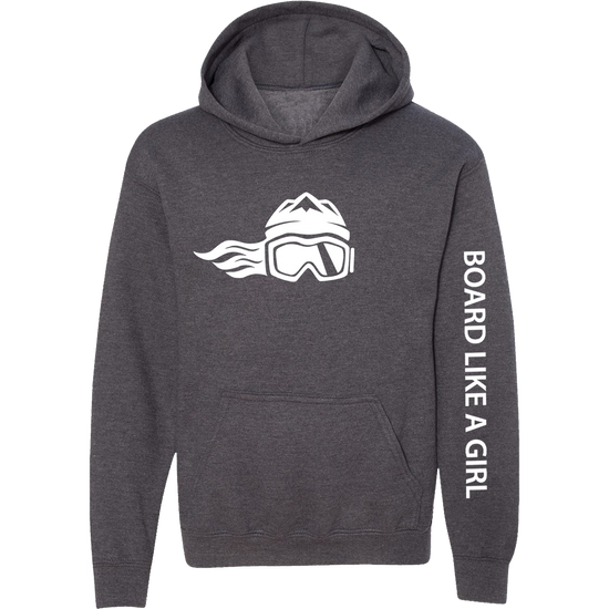 Board Like A Girl Girls Hoodie Dark Grey 