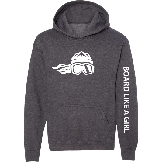 Board Like A Girl Girls Hoodie Dark Grey 