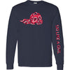 Ski Like A Girl Womens Long Sleeve T-Shirt Navy Blue Paisley