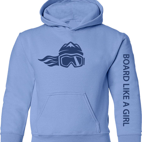 Board Like A Girl Girls Hoodie Carolina Blue Navy 
