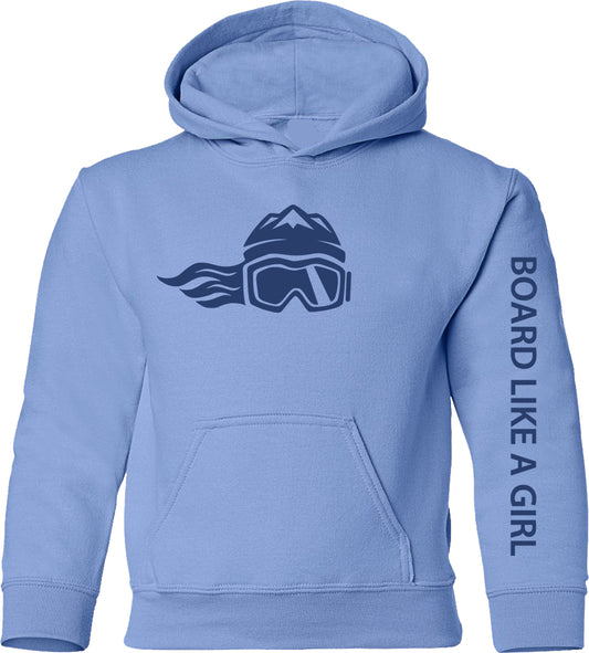 Board Like A Girl Girls Hoodie Carolina Blue Navy 