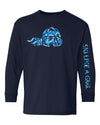 Ski Like A Girl Girls Long Sleeve T-Shirt Navy Blue Paisley