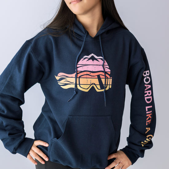 Board Like A Girl Womens Hoodie Retro Sunset 