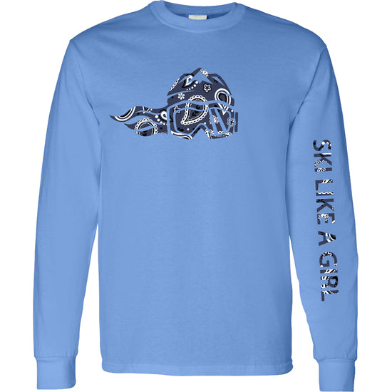 Ski Like A Girl Womens Long-Sleeve T-Shirt Carolina Blue Paisley image 1