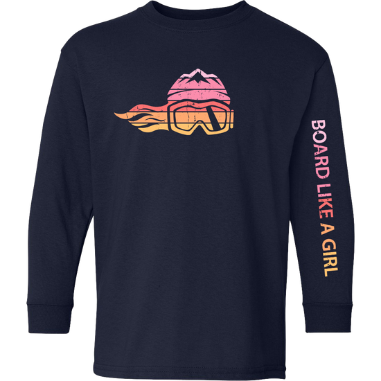 Board Like A Girl Girls Long Sleeve T-Shirt Retro Sunset 