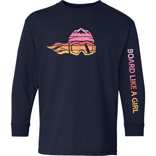 Board Like A Girl Girls Long Sleeve T-Shirt Retro Sunset 