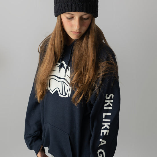 Ski Like A Girl Womens Hoodie Navy Blue