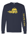 Ski Like A Girl Womens Long Sleeve T-Shirt Navy Blue Paisley