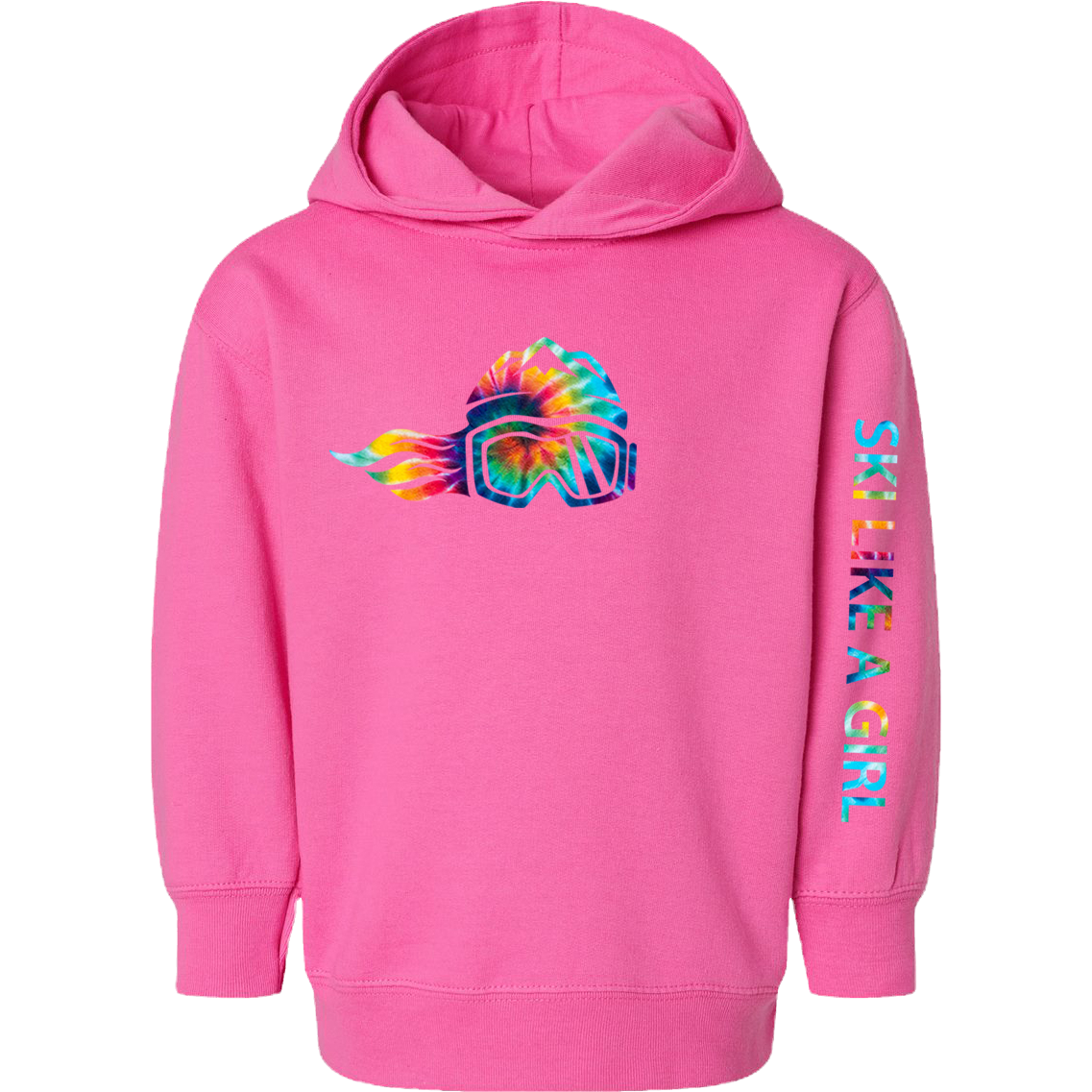 Ski Like A Girl Toddler Hoodie Pink Tie-Dye