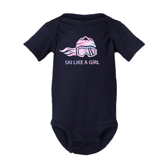 Ski Like A Girl Baby Bodysuit Cotton Candy
