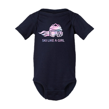 Ski Like A Girl Baby Bodysuit Cotton Candy