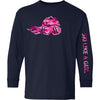 Ski Like A Girl Girls Long Sleeve T-Shirt Navy Pink Camo