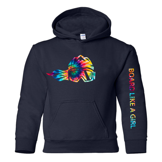 Board Like A Girl Girls Hoodie Navy Blue Tie-Dye 