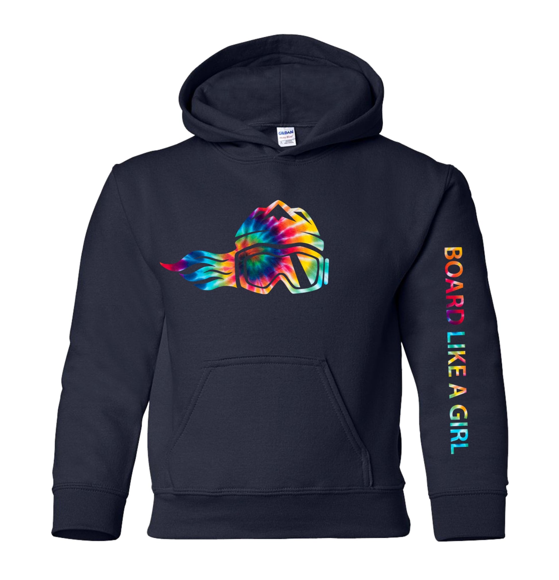 Board Like A Girl Girls Hoodie Navy Blue Tie-Dye 