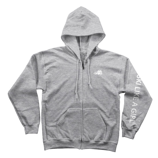 Ski Like A Girl Womens Full-Zip Hoodie Grey (Overstock) image 2