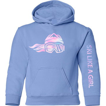 Ski Like A Girl Girls Hoodie Carolina Blue Cotton Candy