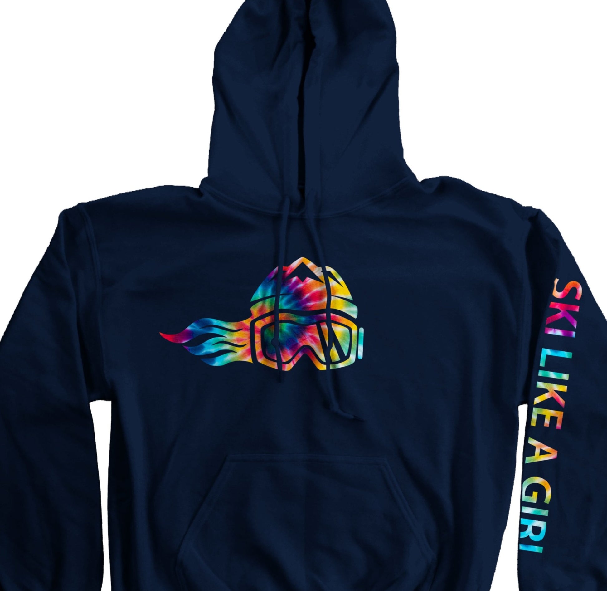 Ski Like A Girl Womens Hoodie Navy Blue Tie-Dye (Overstock) image 1