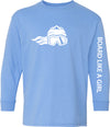 Board Like A Girl Womens Long Sleeve T-Shirt Carolina Blue White 
