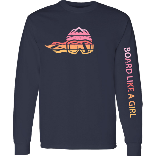 Board Like A Girl Womens Long Sleeve T-Shirt Retro Sunset 